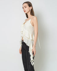 French-Style Irregular Slim-Fit Camisole Cream