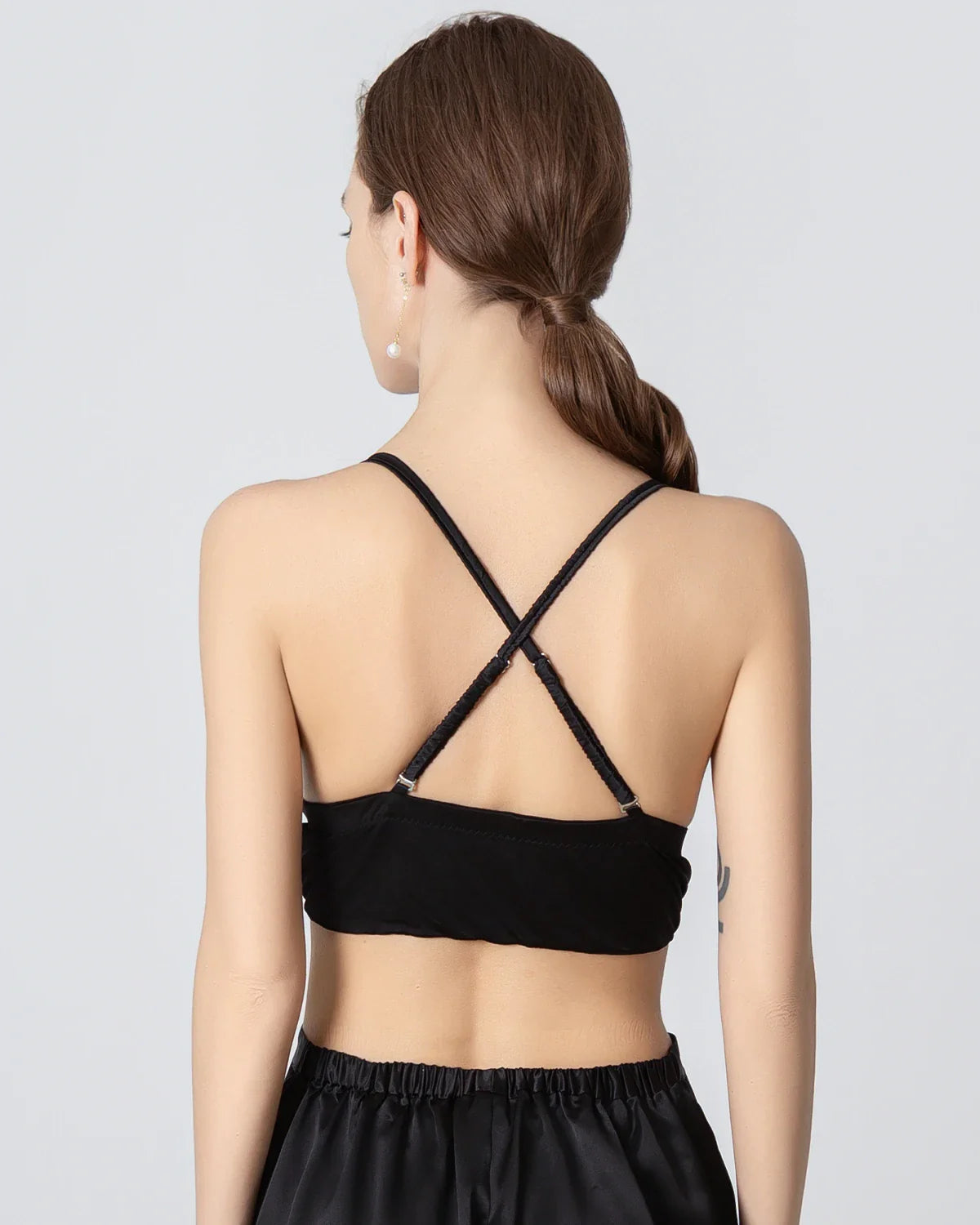 French Triangle Cup Camisole Silk Bra Black