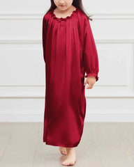 Girls Long Sleeve Silk Nightgown