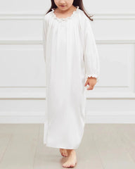 Girls Long Sleeve Silk Nightgown