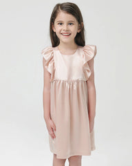 Girls Ruffle Sleeve Silk Dress Sleepwear