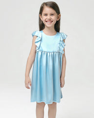 Girls Ruffle Sleeve Silk Dress Sleepwear