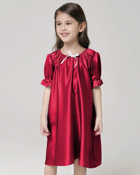 Girls Silk Short Sleeve Nightgown