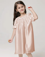 Girls Silk Short Sleeve Nightgown