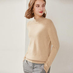 Half High Collar Cashmere Women Sweater Camel