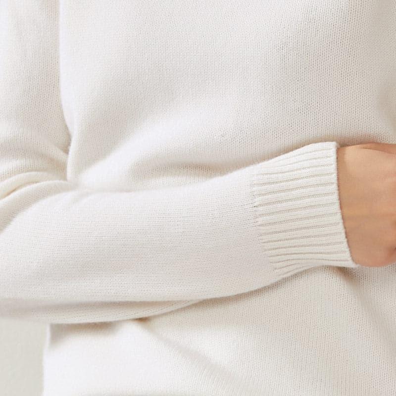 Half High Collar Cashmere Women Sweater White