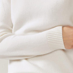 Half High Collar Cashmere Women Sweater White