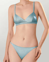 Silk Triangle Bralette and V String Panty Set