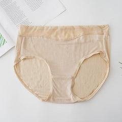 High Waist Mulberry Silk Knitted Panties Beige
