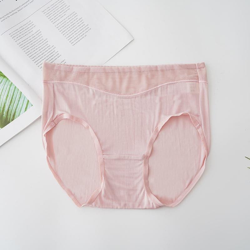 High Waist Mulberry Silk Knitted Panties Pink