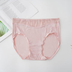 High Waist Mulberry Silk Knitted Panties Pink