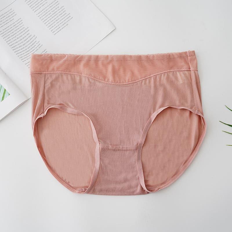 High Waist Mulberry Silk Knitted Panties Red