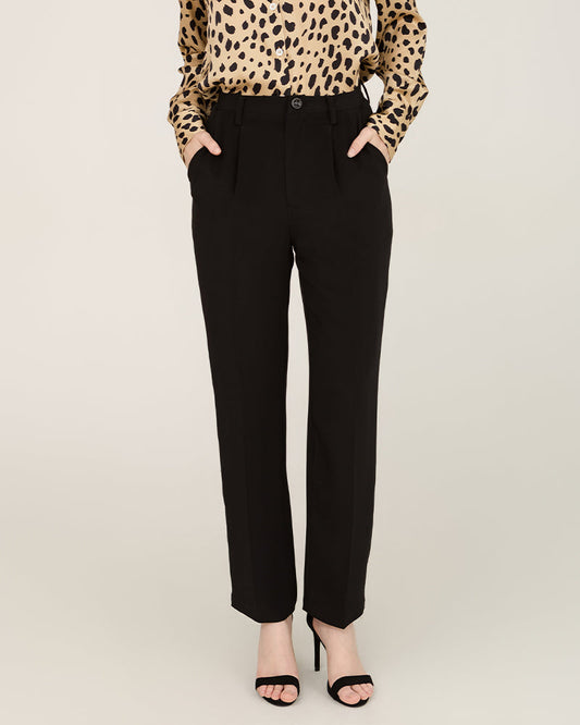40 Momme Silk Sculpted Straight Pants Black