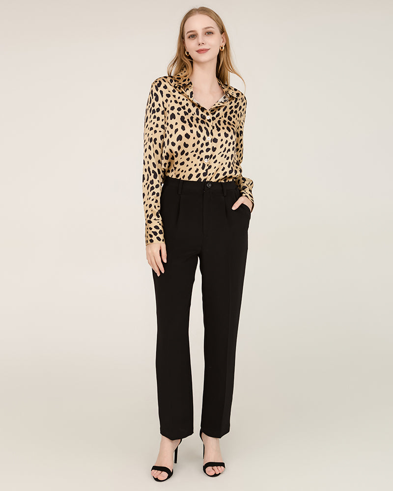 40 Momme Silk Sculpted Straight Pants Black