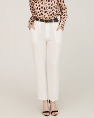 40 Momme Silk Sculpted Straight Pants White