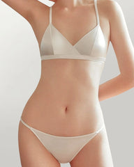 Silk Triangle Bralette and V String Panty Set