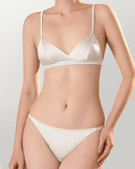 Silk Triangle Bralette and V String Panty Set
