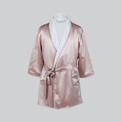 Kid's Silk and Velvet Reversible Robe for Winter Pink