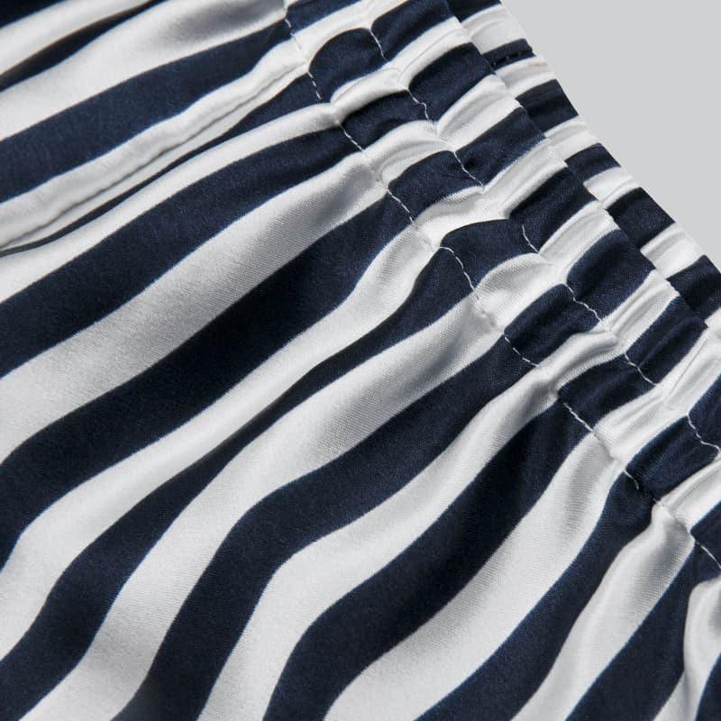 Kid's Stripe Silk Pajama Set Black