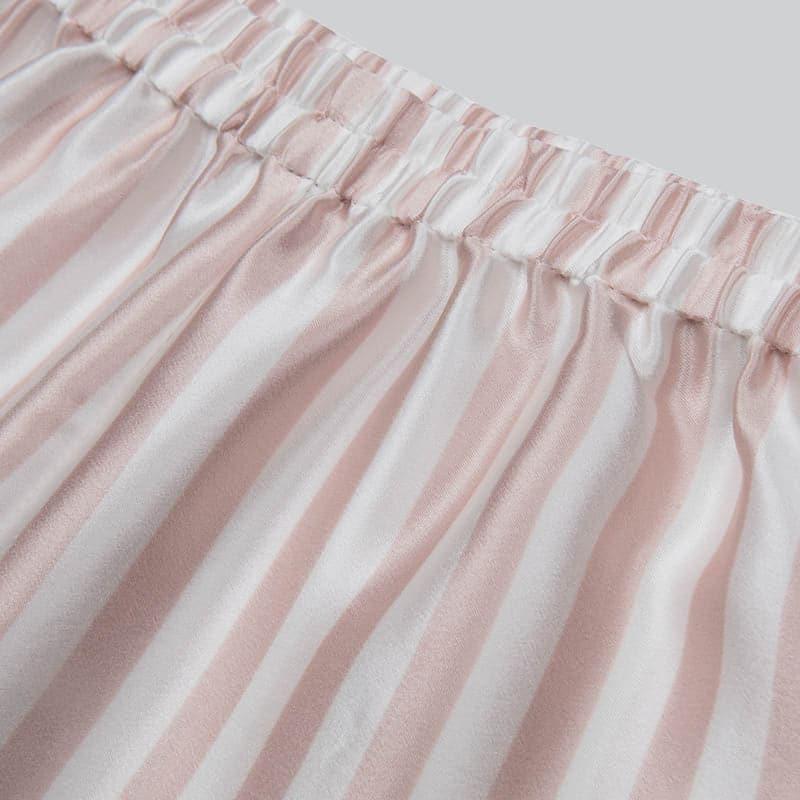 Kid's Stripe Silk Pajama Set Pink