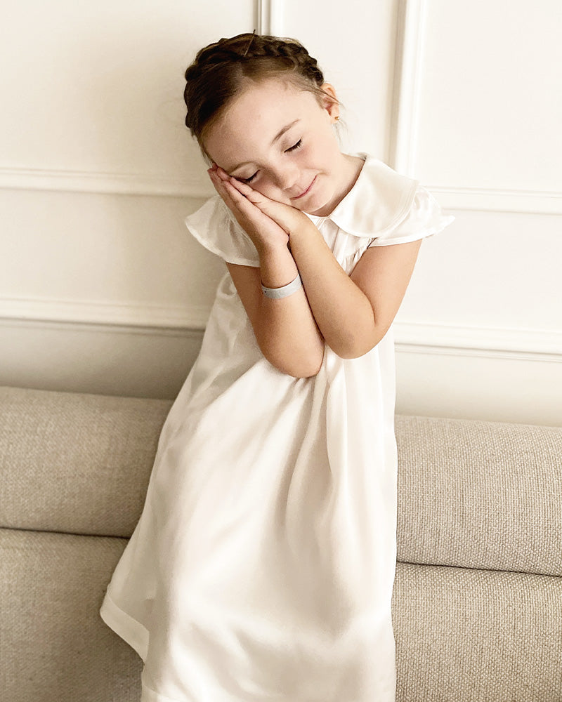 Kids Baby Girl Silk Nightgown Ivory