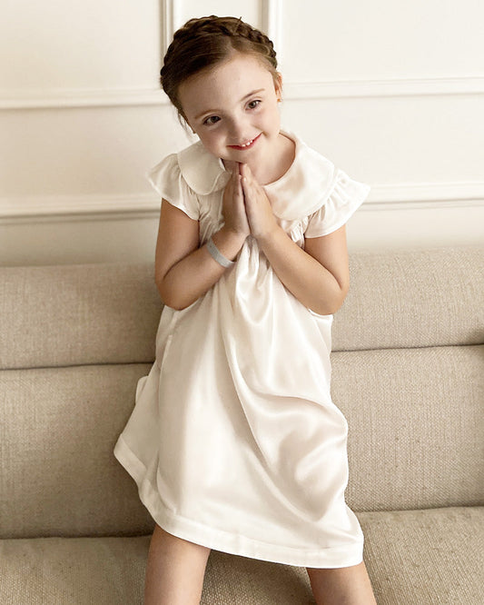 Kids Baby Girl Silk Nightgown Ivory
