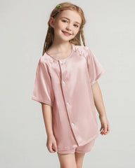 Kids Silk Pajamas Short Sleeve Shorts Set