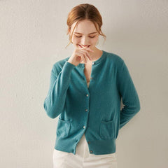 Knitted Cardigan Warm Cashmere Sweater Aqua