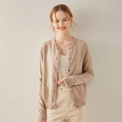 Knitted Cardigan Warm Cashmere Sweater Camel
