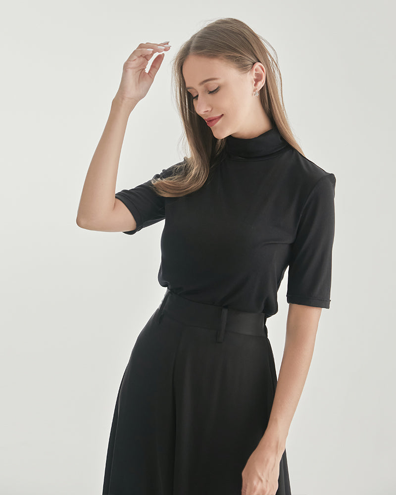 Knitted Turtleneck T-shirt Black