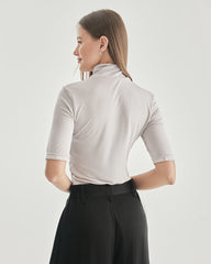 Knitted Turtleneck T-shirt Grey