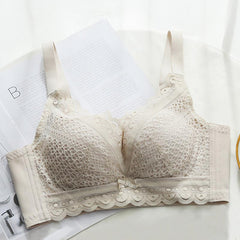 Lace Breathable Silk Bra Beige
