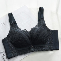 Lace Breathable Silk Bra Black