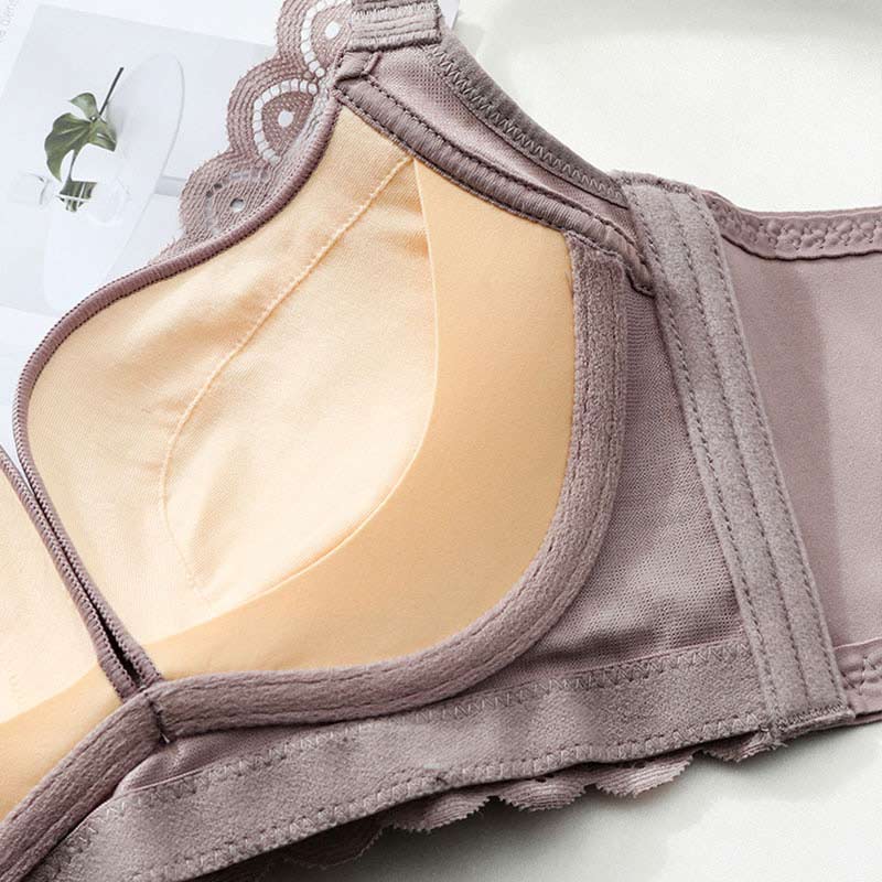 Lace Breathable Silk Bra Purple