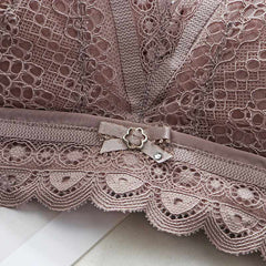 Lace Breathable Silk Bra Purple
