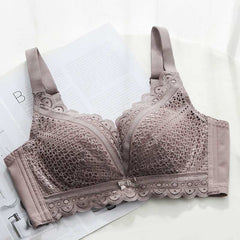 Lace Breathable Silk Bra Purple