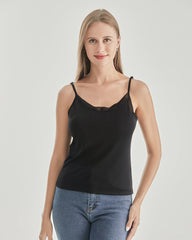 Lace Silk Knitted Camisole Black