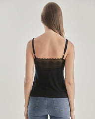 Lace Silk Knitted Camisole Black