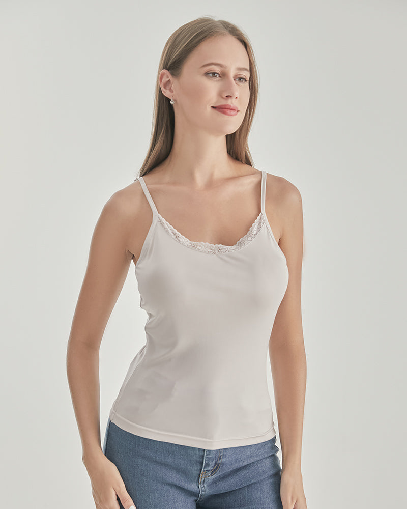 Lace Silk Knitted Camisole Grey