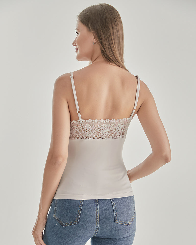 Lace Silk Knitted Camisole Grey