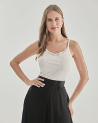 Lace Silk Knitted Camisole White