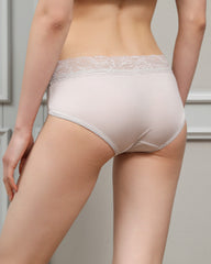 Lace Trimmed Low-rise Brief Panties Grey