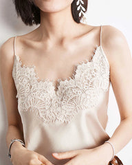 Women's Lace Trimmed Silk Camisole Champagne