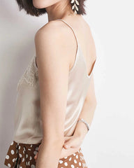 Women's Lace Trimmed Silk Camisole Champagne