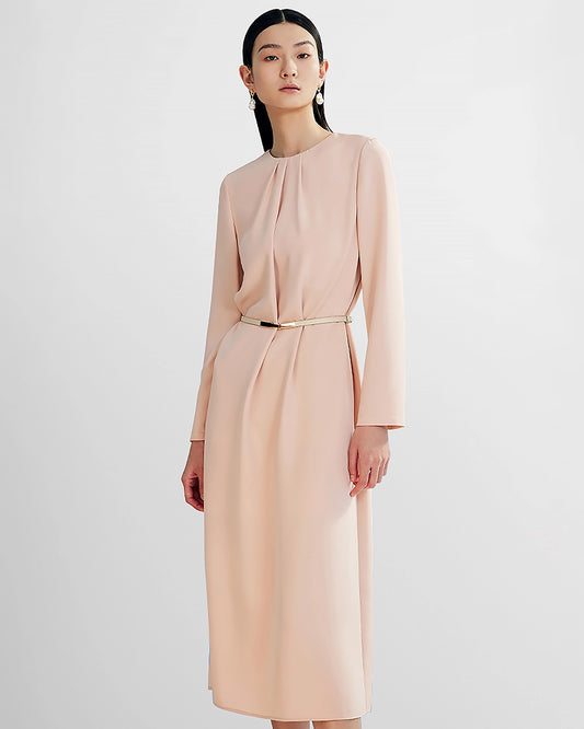 Ladies Basic Silk Dress With Back Slit