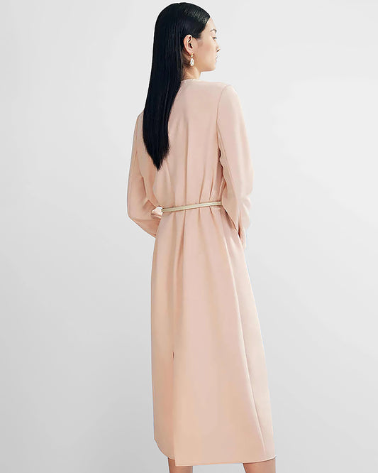 Ladies Basic Silk Dress With Back Slit