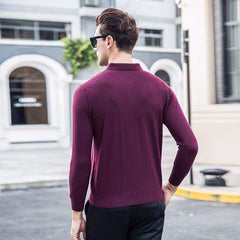 Lapel Collar Cashmere Turtleneck Sweater Mens Purple