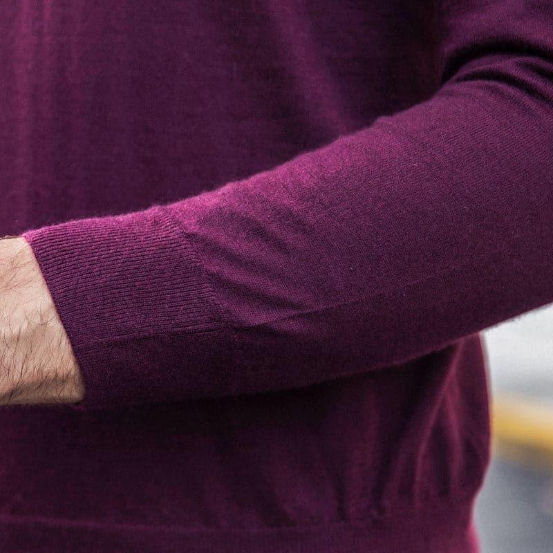 Lapel Collar Cashmere Turtleneck Sweater Mens Purple