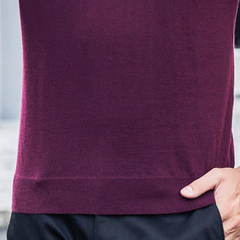 Lapel Collar Cashmere Turtleneck Sweater Mens Purple