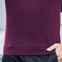 Lapel Collar Cashmere Turtleneck Sweater Mens Purple